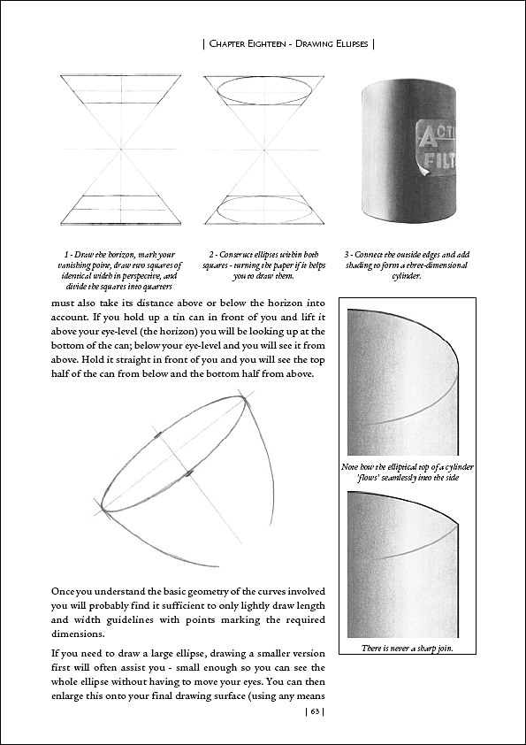 Drawing Ellipses - how to draw true ellipses by eye, and common errors to avoid. Also includes how to draw very large ellipses on any surface.